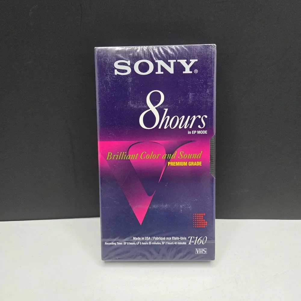 Sony T-160 Blank VHS Tape Premium Grade 8 Hour Sealed New T160 Made in USA
